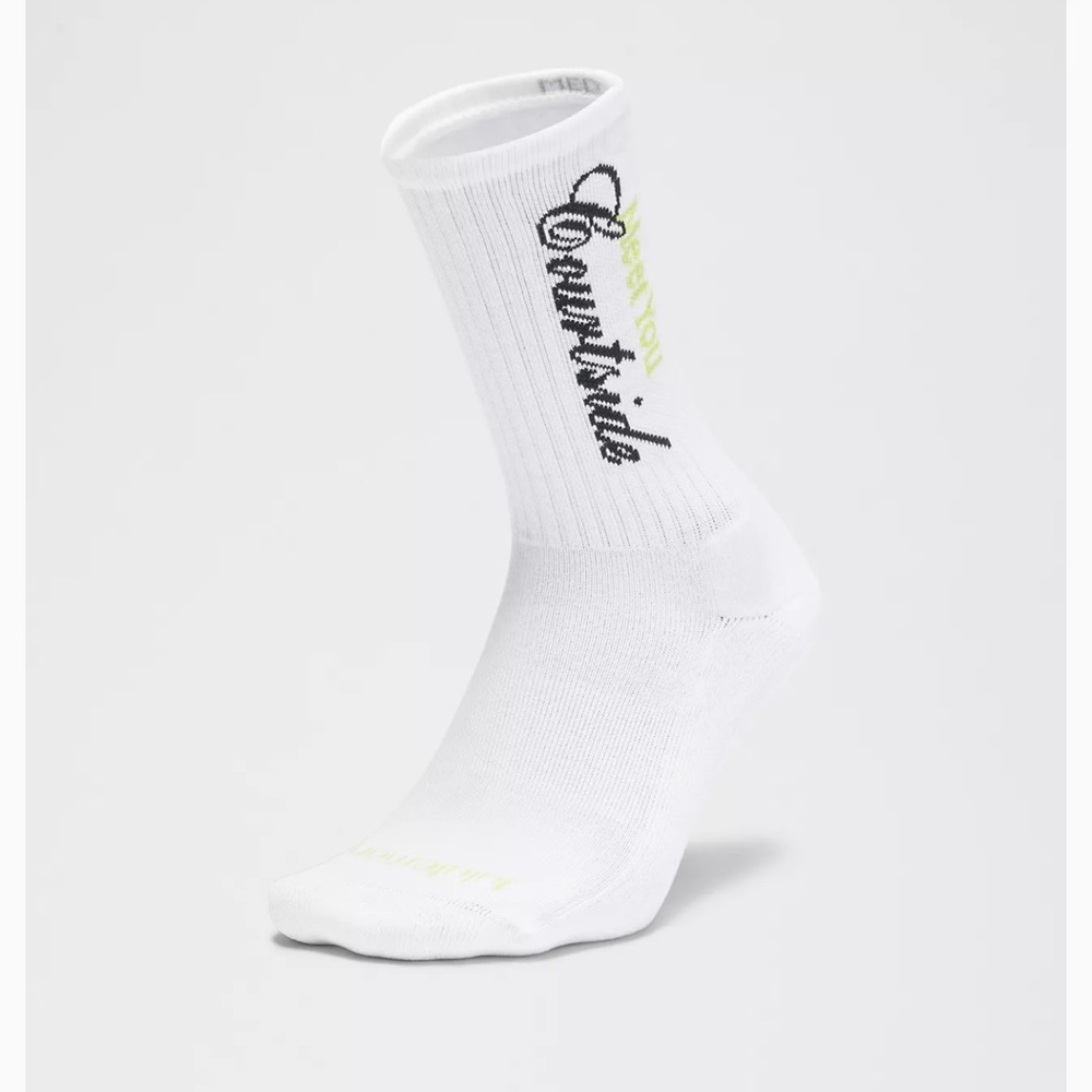 Lululemon Unisex Daily Essential Crew Socks Tennis Club White/Sour Grape - Picture 3 of 7